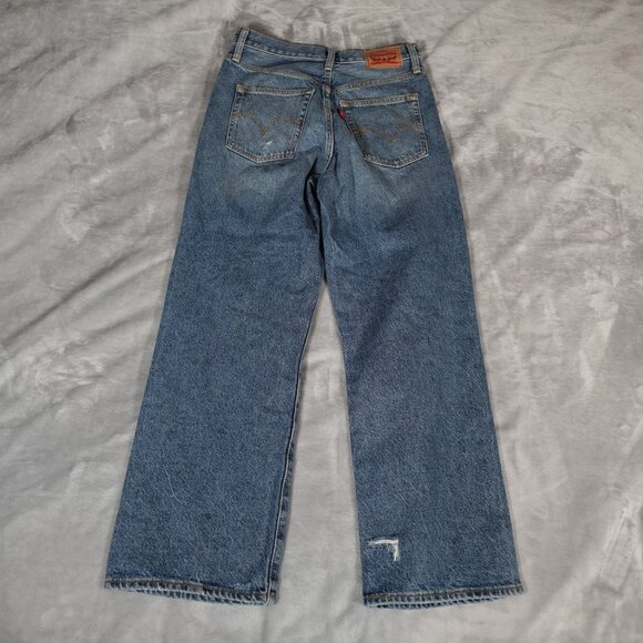 Levis Ribcage Straight Ankle Jeans Womens 28x26.5 Button Fly Distressed - Picture 10 of 15